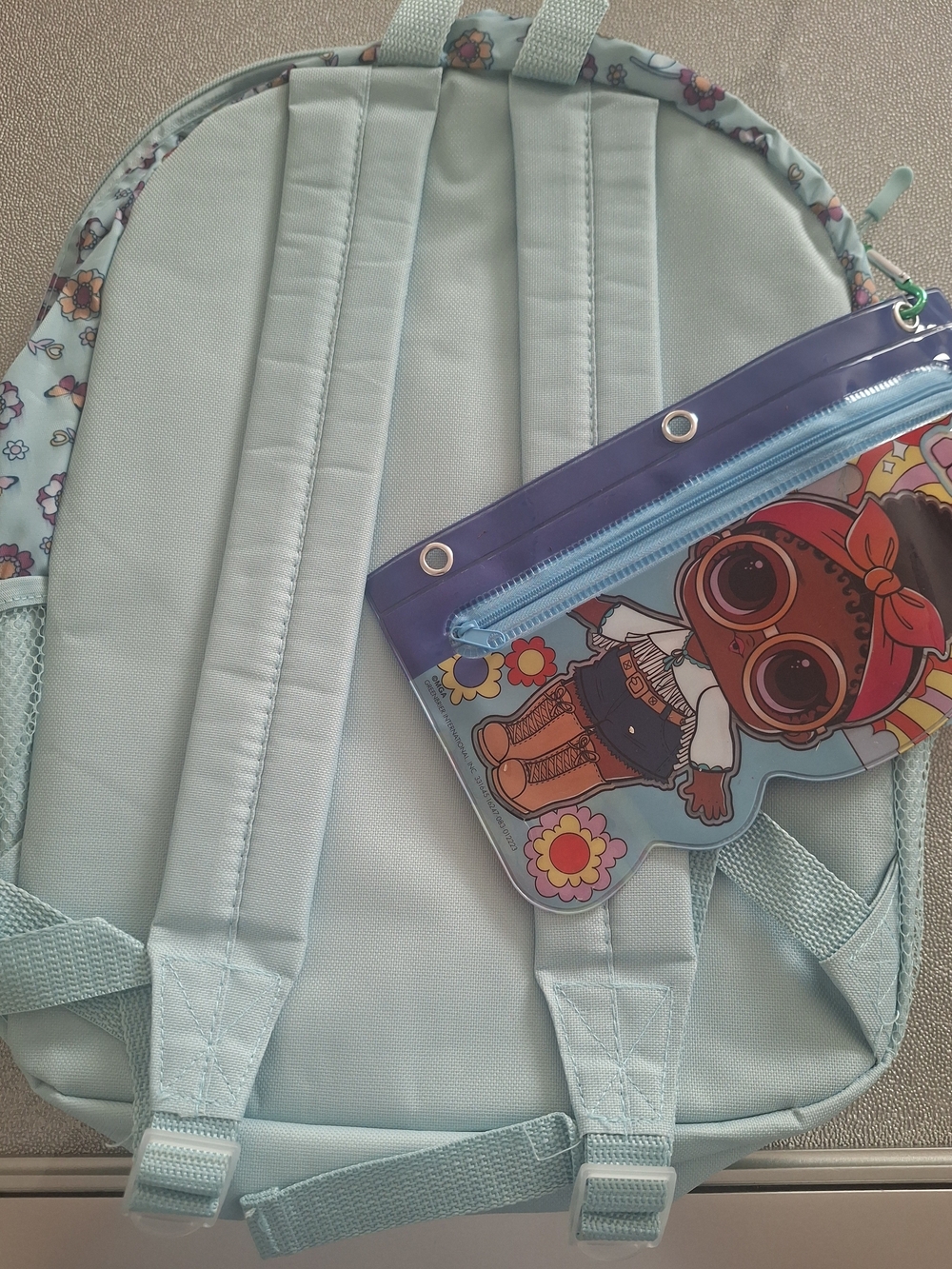 Kids Light Blue Backpack with Character Zip Pouch